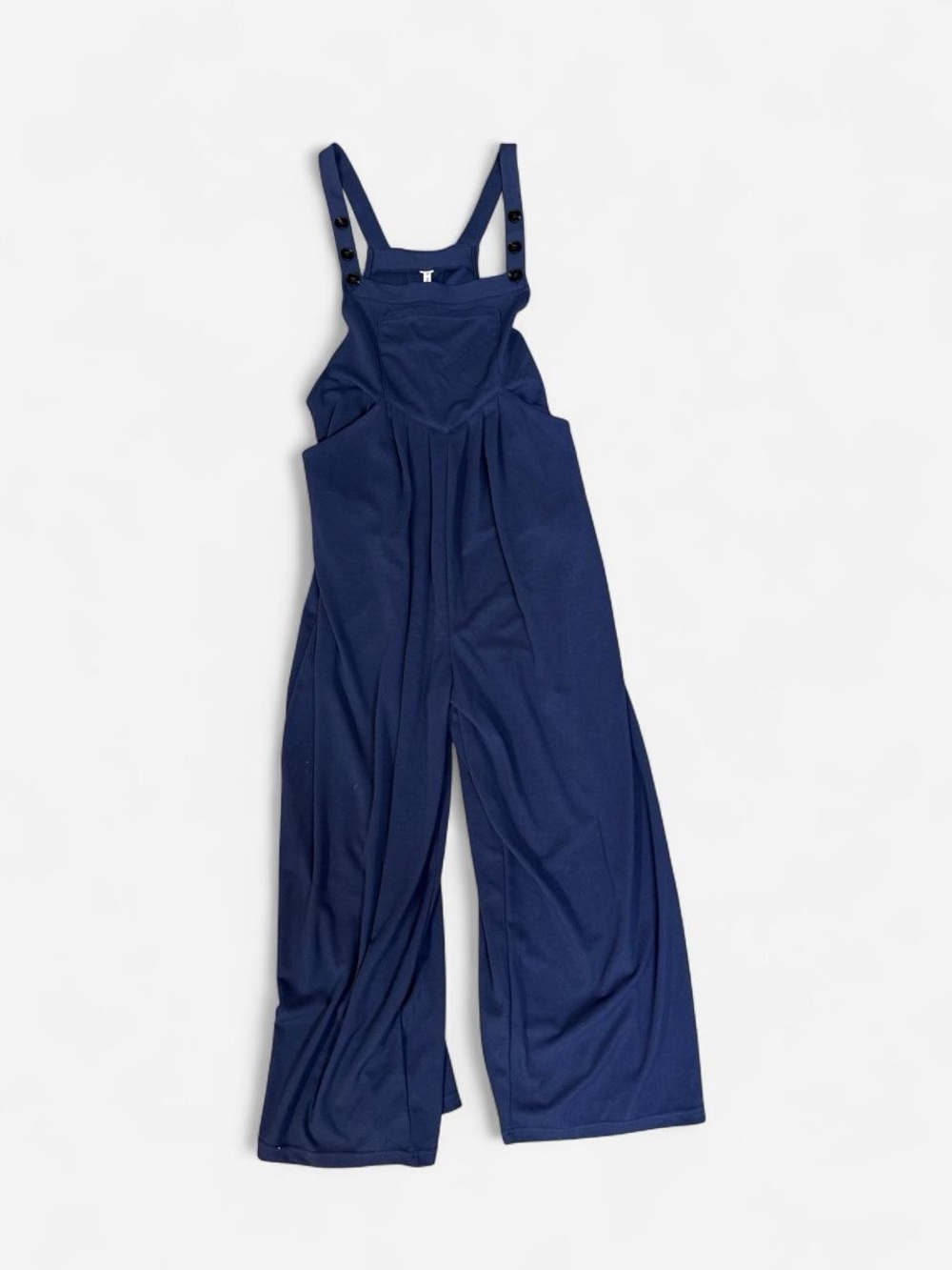 HALARA Deep Navy Wide-Leg Pinafore Jumpsuit with Button Straps